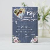 Cartons Réponse Mariage photo floral romantique rustique (Debout devant)