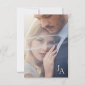 Cartons Réponse Mariage photo minimal Royal Blue Opulence Script (Dos)