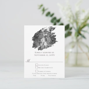 Cartons Réponse Mariage photo moderne Brushstroke   BLANCHE