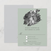 Cartons Réponse Mariage photo moderne Brushstroke | Vert sage (Devant / Derrière)