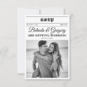 Cartons Réponse Mariage photo noir et blanc du journal mariage (Devant)