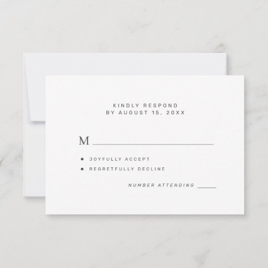 Cartons Réponse Mariage photo script de calligraphie moderne (Dos)