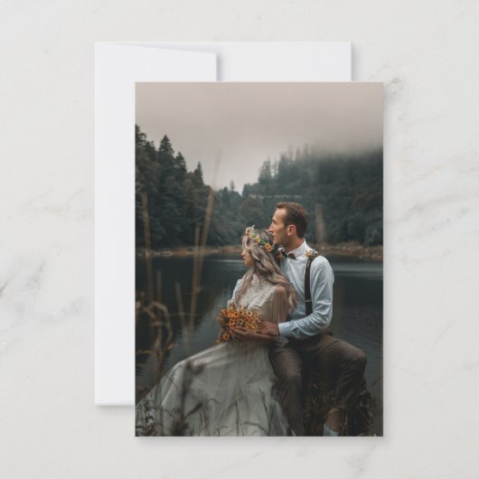 Cartons Réponse Mariage photo simple à main (Dos)