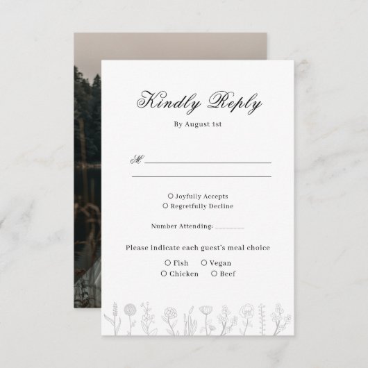 Cartons Réponse Mariage photo simple à main (Devant / Derrière)