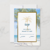 Cartons Réponse Mariage photo Tropical Gold Palm Tree Beach (Devant)