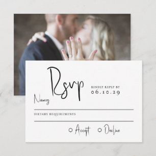 Cartons Réponse Mariage Photo Typographie Script Minimal