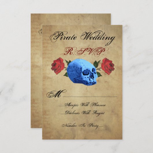 Cartons Réponse Mariage pirate R.S.V.P. (Devant / Derrière)