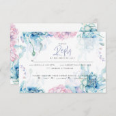 Cartons Réponse Mariage | Pivoines Bleu Ciel et Rose Bubble-Gum (Devant / Derrière)