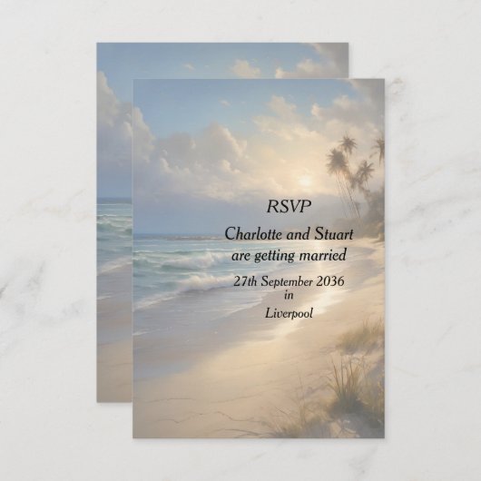 Cartons Réponse Mariage plage (Devant / Derrière)