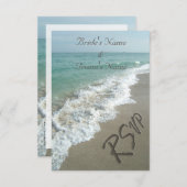 Cartons Réponse Mariage plage Correspondant RSVP, Écriture de sabl (Devant / Derrière)