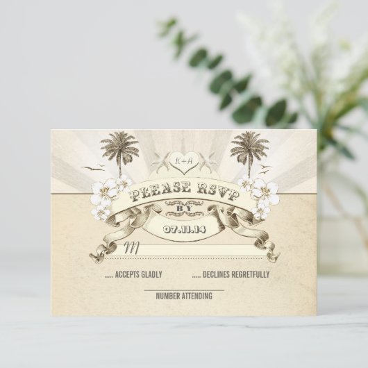 Cartons Réponse mariage plage palettes étoile soleil raies mariage (Debout devant)