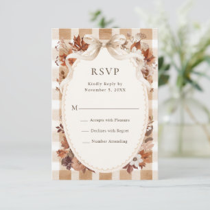 Cartons Réponse Mariage plaid rustique aux feuilles d'automne