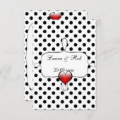 Cartons Réponse Mariage Pois noir et blanc (Devant / Derrière)