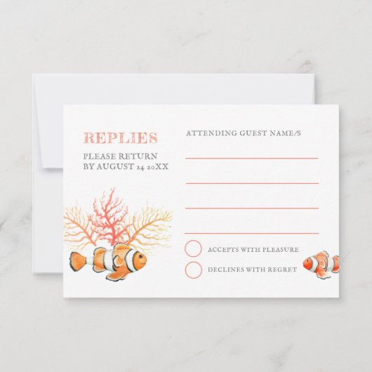 Cartons Réponse Mariage poisson tropical aquarelle simple (Dos)