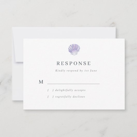 Cartons Réponse Mariage pourpre de couleur d'eau moderne (Devant)