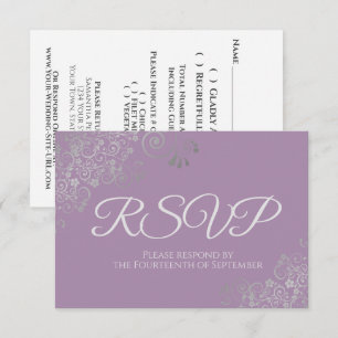 Cartons Réponse Mariage Poussière de Lavande Violet Élégant Ruban 