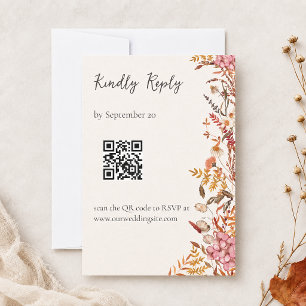 Cartons Réponse Mariage QR Botanique Aquarelle Automnale Romantiqu