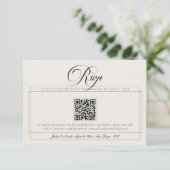 Cartons Réponse Mariage QR Code Calligraphie Ivoire Noir Classique (Debout devant)