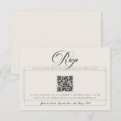 Cartons Réponse Mariage QR Code Calligraphie Ivoire Noir Classique (Devant / Derrière)