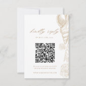 Cartons Réponse Mariage QR Code Coquilles Dorées & Blanches Côtièr (Devant)