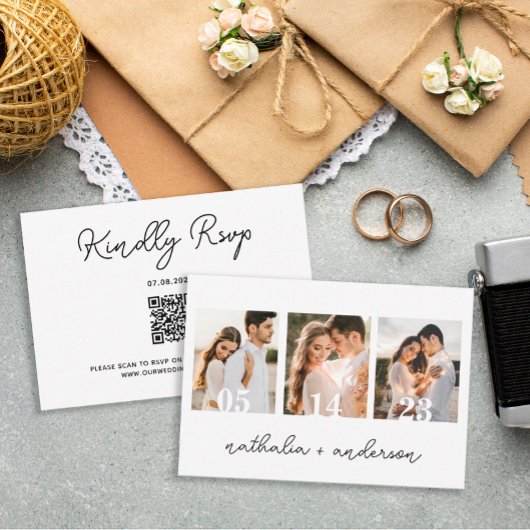 Cartons Réponse Mariage Qr Code Simple Modern Script