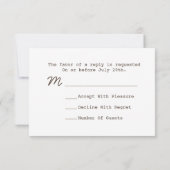 Cartons Réponse Mariage R.S.V.P. (Dos)