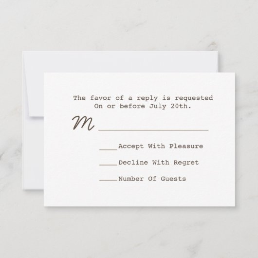 Cartons Réponse Mariage R.S.V.P. (Dos)