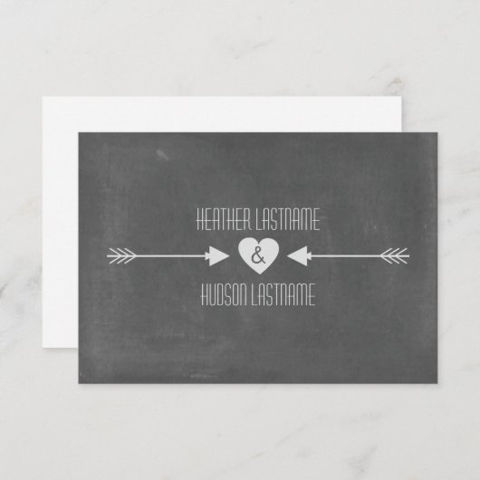 Cartons Réponse Mariage R.S.V.P. inspirée des flèches blanches du  (Devant / Derrière)