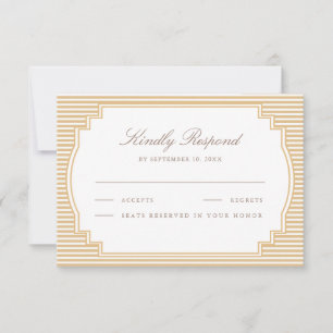 Cartons Réponse Mariage rayé beige classique