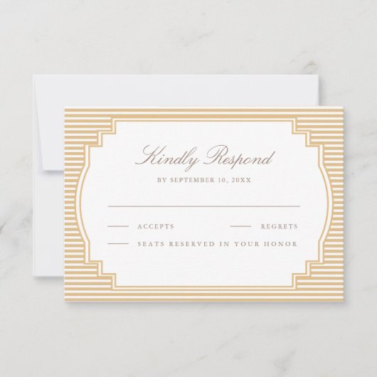 Cartons Réponse Mariage rayé beige classique (Devant)