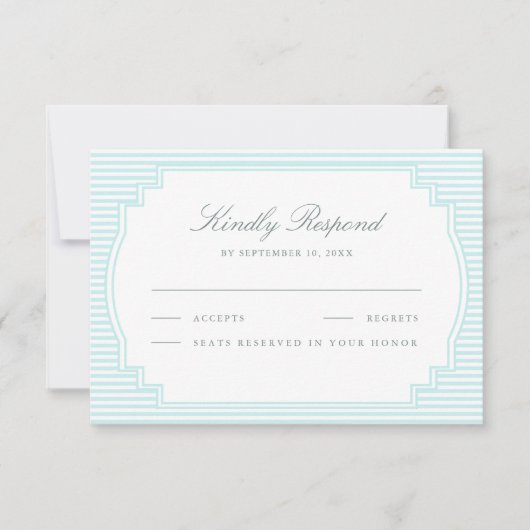 Cartons Réponse Mariage rayé bleu pastel classique (Devant)