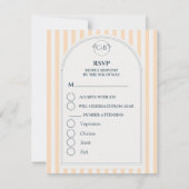 Cartons Réponse Mariage rayé pêche et crème (Devant)