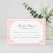 Cartons Réponse Mariage rayé rose corail pastel (Debout devant)