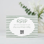 Cartons Réponse Mariage Rayures Blanches Vert Olive Vintage (Debout devant)