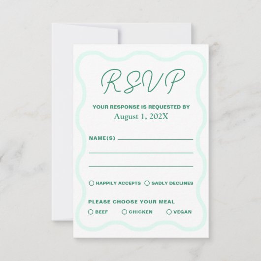 Cartons Réponse Mariage rétro à menthe et vert (Devant)