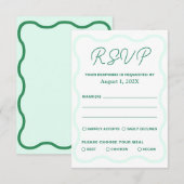 Cartons Réponse Mariage rétro à menthe et vert (Devant / Derrière)