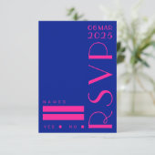 Cartons Réponse Mariage rétro Art déco bleu rose chic (Debout devant)