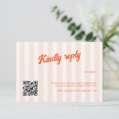 Cartons Réponse Mariage Rétro aux Rayures de Pêche et de Mandarine (Debout devant)