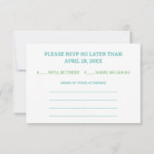 Cartons Réponse Mariage rétro bloc couleur vert et bleu (Dos)