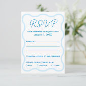 Cartons Réponse Mariage rétro Blue Wavy (Debout devant)
