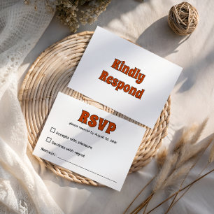 Cartons Réponse Mariage rétro funky orange brûlé