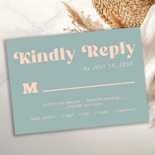 Cartons Réponse Mariage rétro funky typographie audacieuse bleu po