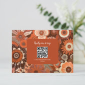 Cartons Réponse Mariage rétro groovy orange floral brûlé (Debout devant)
