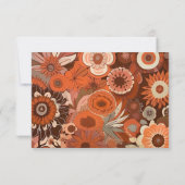 Cartons Réponse Mariage rétro groovy orange floral brûlé (Dos)