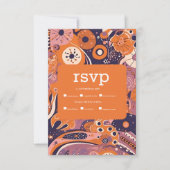 Cartons Réponse Mariage rétro groovy orange rose poudré violet (Devant)