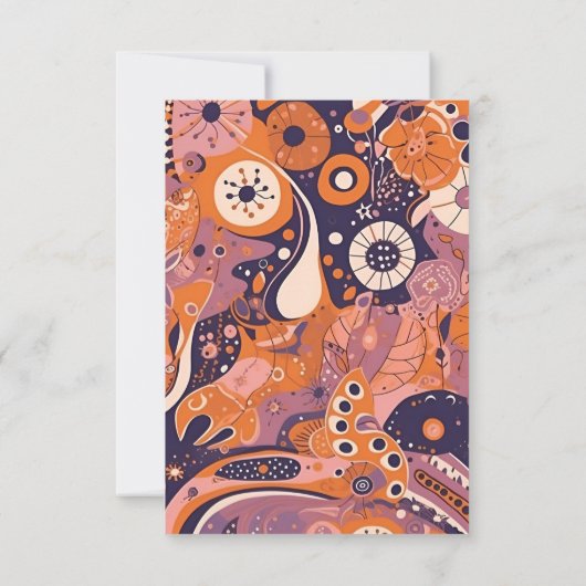 Cartons Réponse Mariage rétro groovy orange rose poudré violet (Dos)