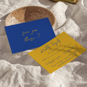 Cartons Réponse Mariage rétro italien bleu jaune écrit à la main