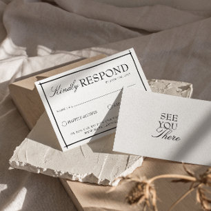 Cartons Réponse Mariage rétro noir et blanc boho à l'ancienne