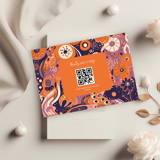 Cartons Réponse Mariage rétro orange fuchsia rose violet groovy