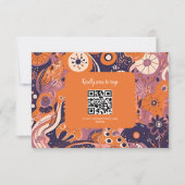 Cartons Réponse Mariage rétro orange fuchsia rose violet groovy (Devant)